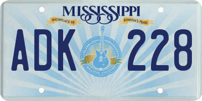 MS license plate ADK228