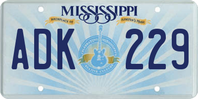 MS license plate ADK229