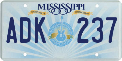 MS license plate ADK237