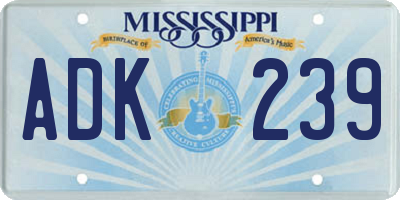 MS license plate ADK239