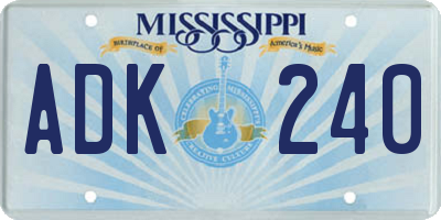 MS license plate ADK240