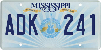 MS license plate ADK241