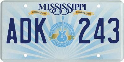 MS license plate ADK243