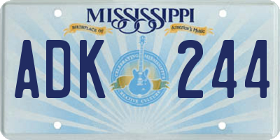 MS license plate ADK244