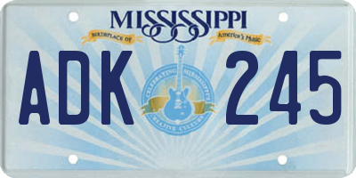 MS license plate ADK245