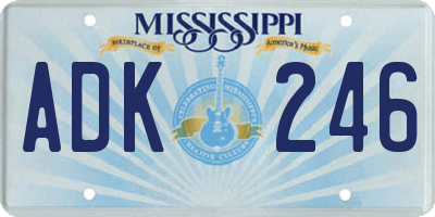 MS license plate ADK246