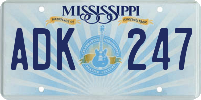 MS license plate ADK247