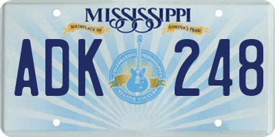 MS license plate ADK248