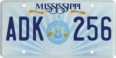 MS license plate ADK256
