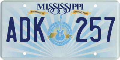 MS license plate ADK257