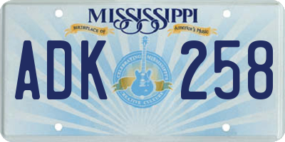 MS license plate ADK258