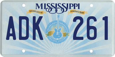 MS license plate ADK261