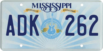 MS license plate ADK262