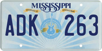 MS license plate ADK263