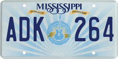 MS license plate ADK264