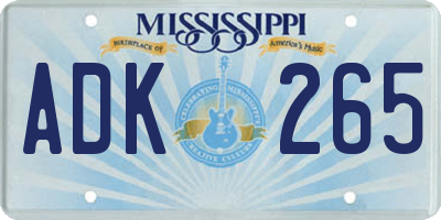 MS license plate ADK265