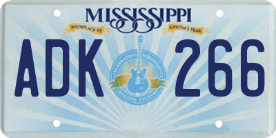 MS license plate ADK266