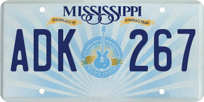 MS license plate ADK267