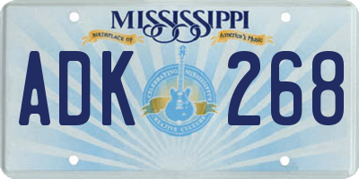MS license plate ADK268