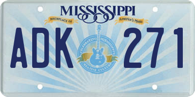 MS license plate ADK271