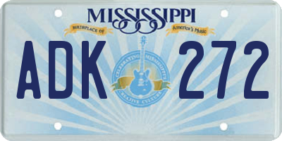 MS license plate ADK272