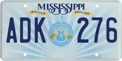MS license plate ADK276