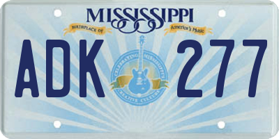 MS license plate ADK277