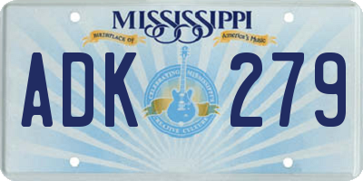 MS license plate ADK279