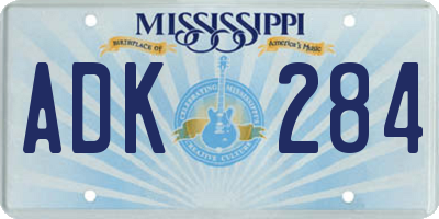 MS license plate ADK284