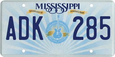 MS license plate ADK285