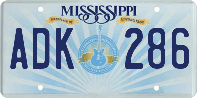 MS license plate ADK286