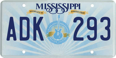 MS license plate ADK293