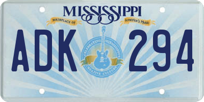 MS license plate ADK294