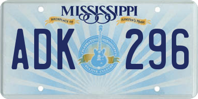 MS license plate ADK296