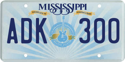 MS license plate ADK300