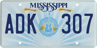 MS license plate ADK307