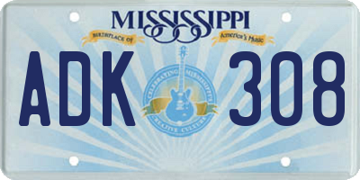 MS license plate ADK308