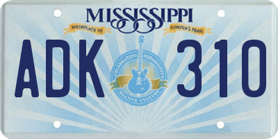 MS license plate ADK310