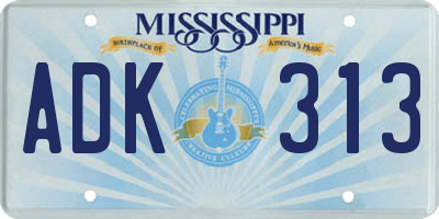 MS license plate ADK313