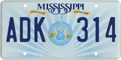 MS license plate ADK314