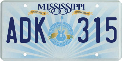 MS license plate ADK315
