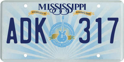 MS license plate ADK317