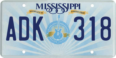 MS license plate ADK318