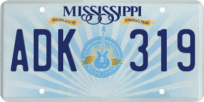 MS license plate ADK319