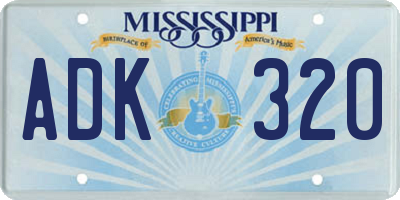MS license plate ADK320