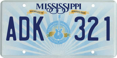 MS license plate ADK321