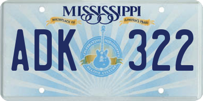 MS license plate ADK322