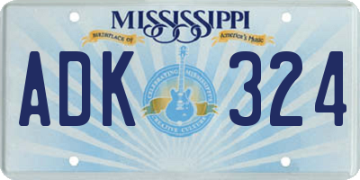 MS license plate ADK324