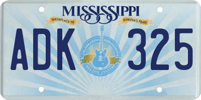 MS license plate ADK325