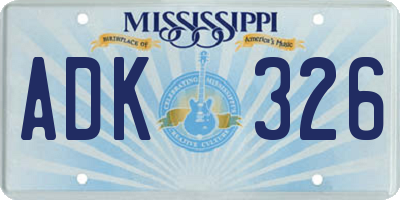 MS license plate ADK326